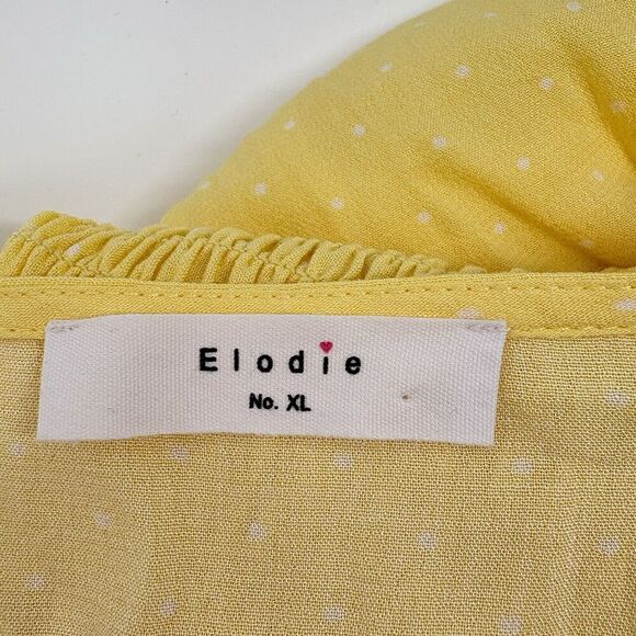 $99 Elodie Women's Yellow Half Sleeve Smocked Polka Dot Midi‎ Dress Size XLarge - Picture 10 of 12